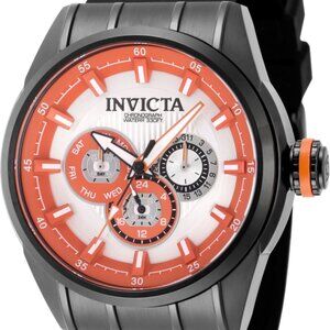 NEW Invicta Men's 48mm Speedway Quartz Chronograph Orange Silver Dial 100m Watch